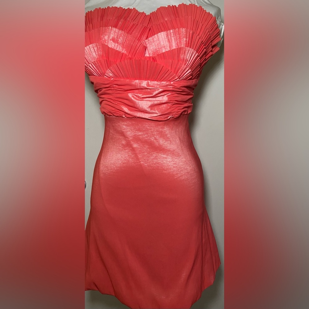 Elegant Coral Mini Cocktail Dress